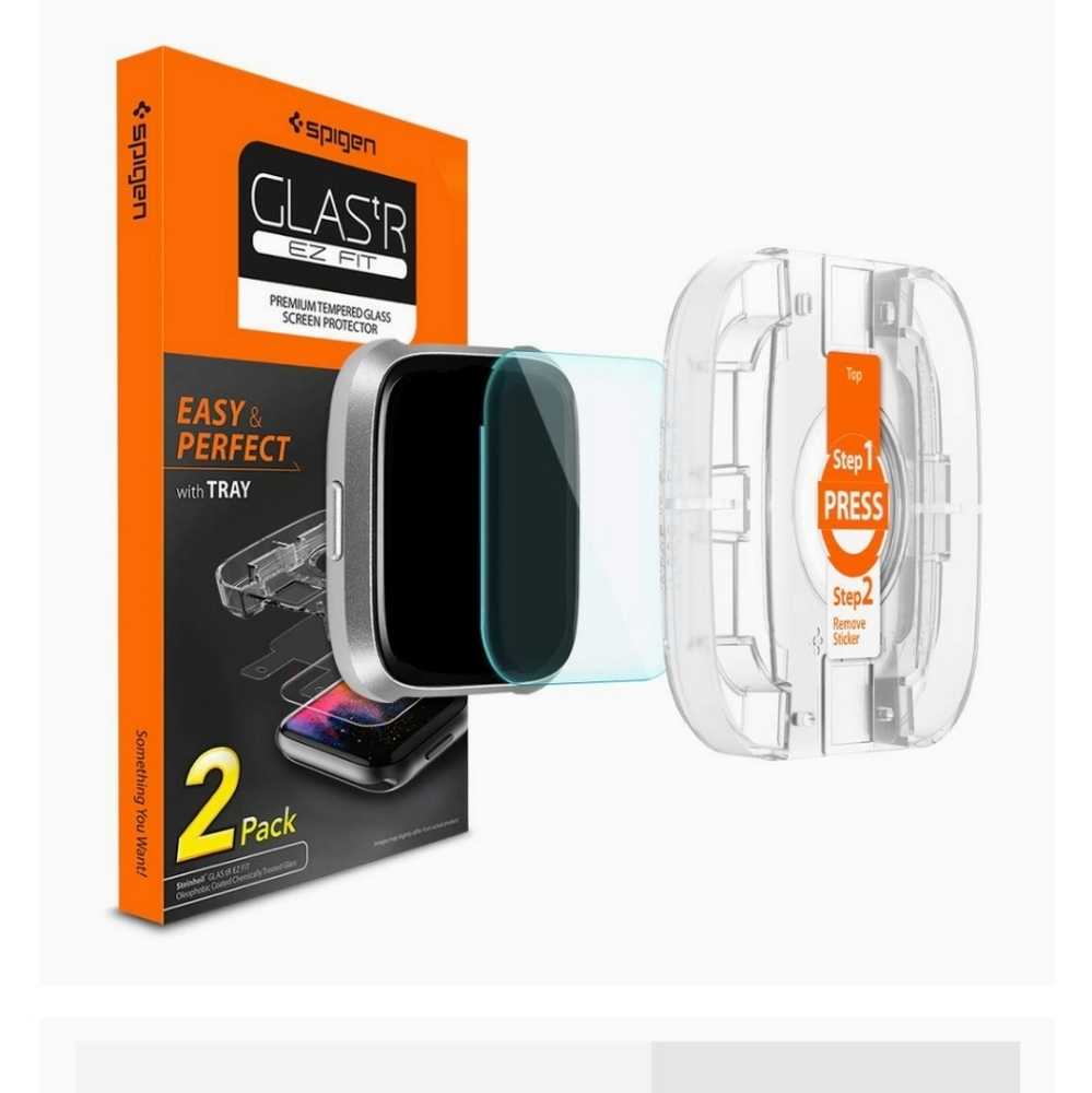 Spigen 2 pack fitbit versa glass screen protector